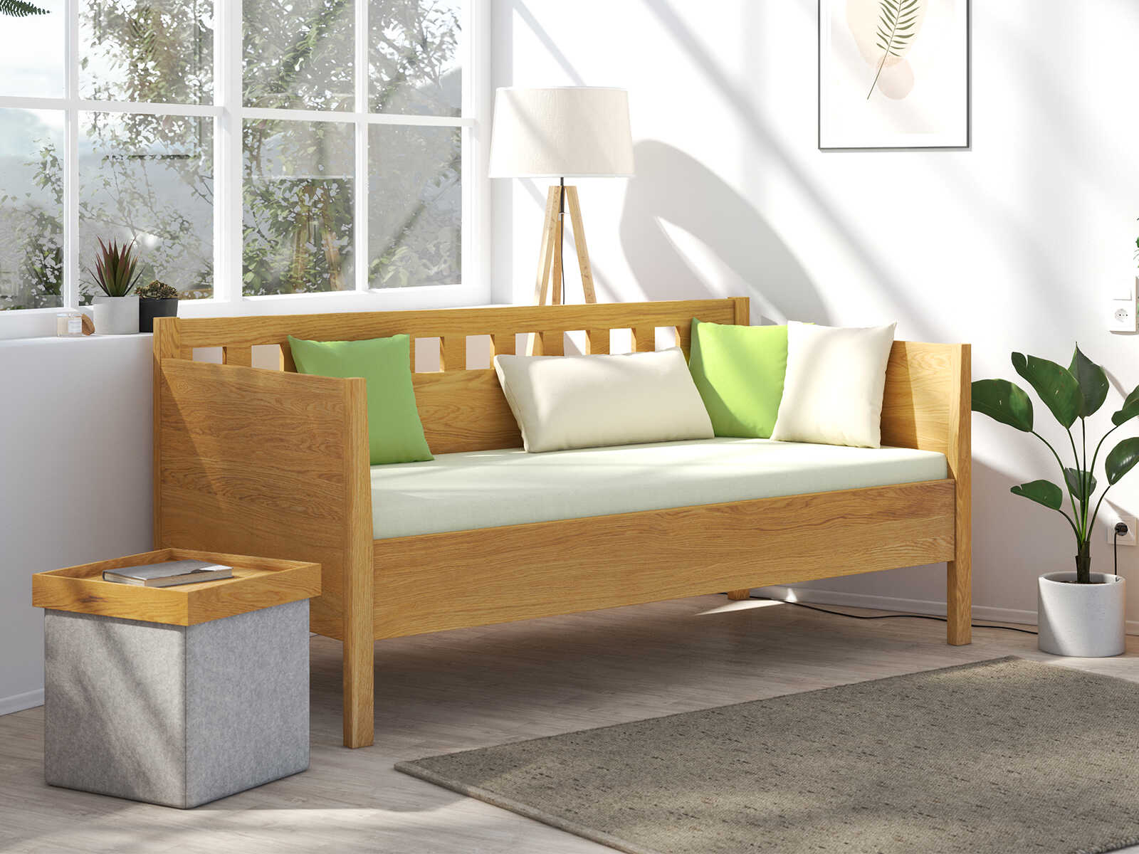 Sofabett „Katrin“ aus Eiche in den Maßen 90 x 200 cm