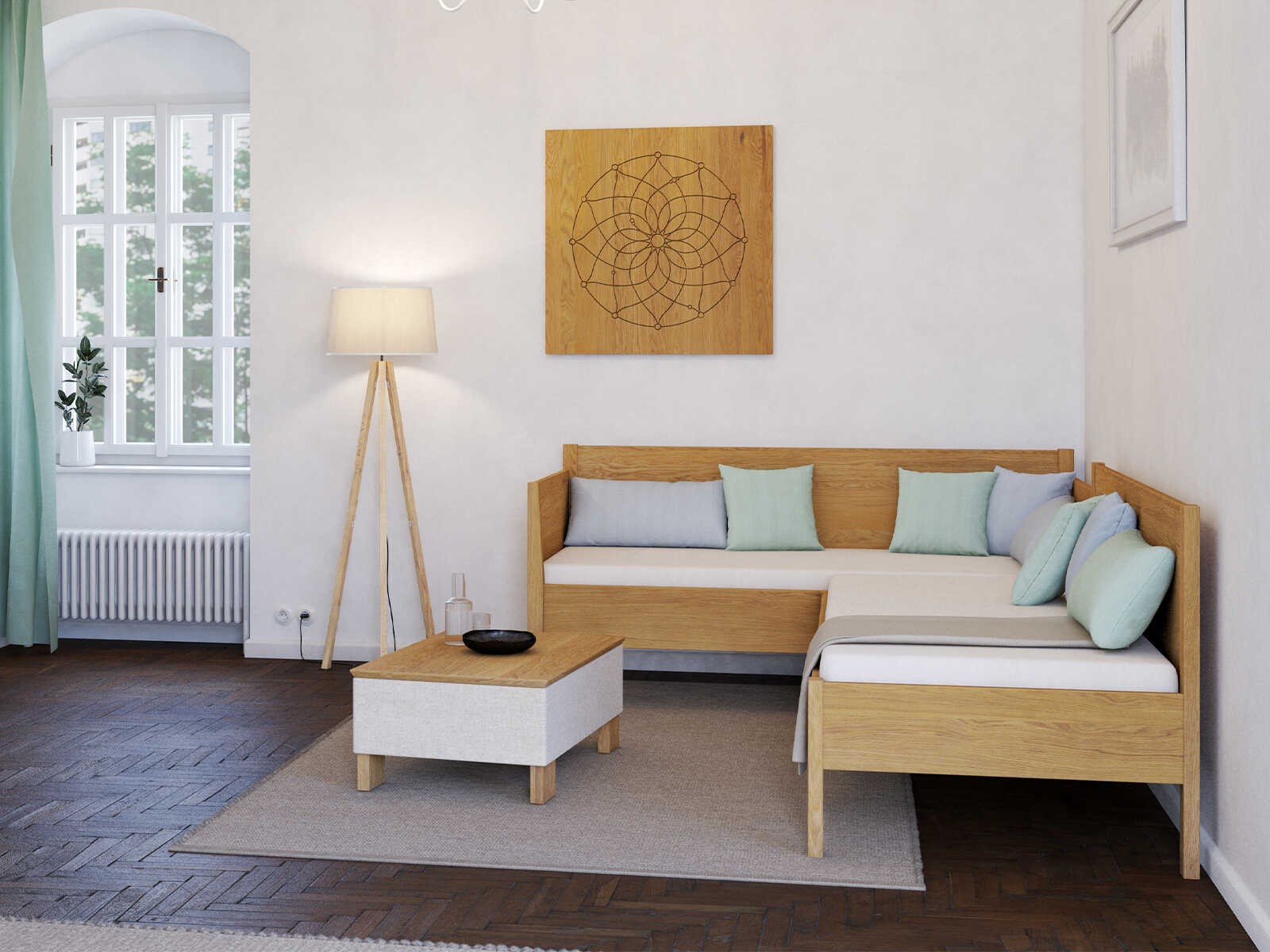 Sofabett „Melanie“ aus Massivholz in den Maßen 90 x 200 cm