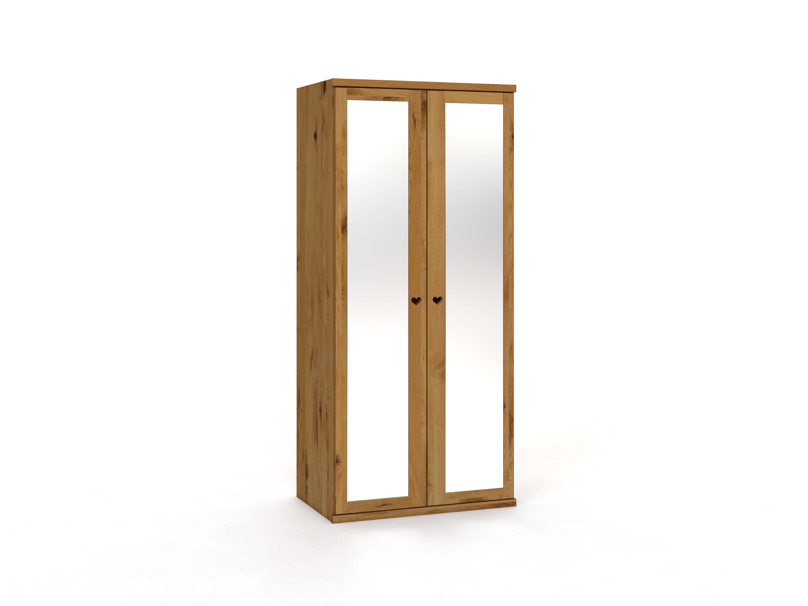 Wildeichenschrank „Sandra“, 2-türig, Höhe 220 cm, Griffausführung „Heidi"
