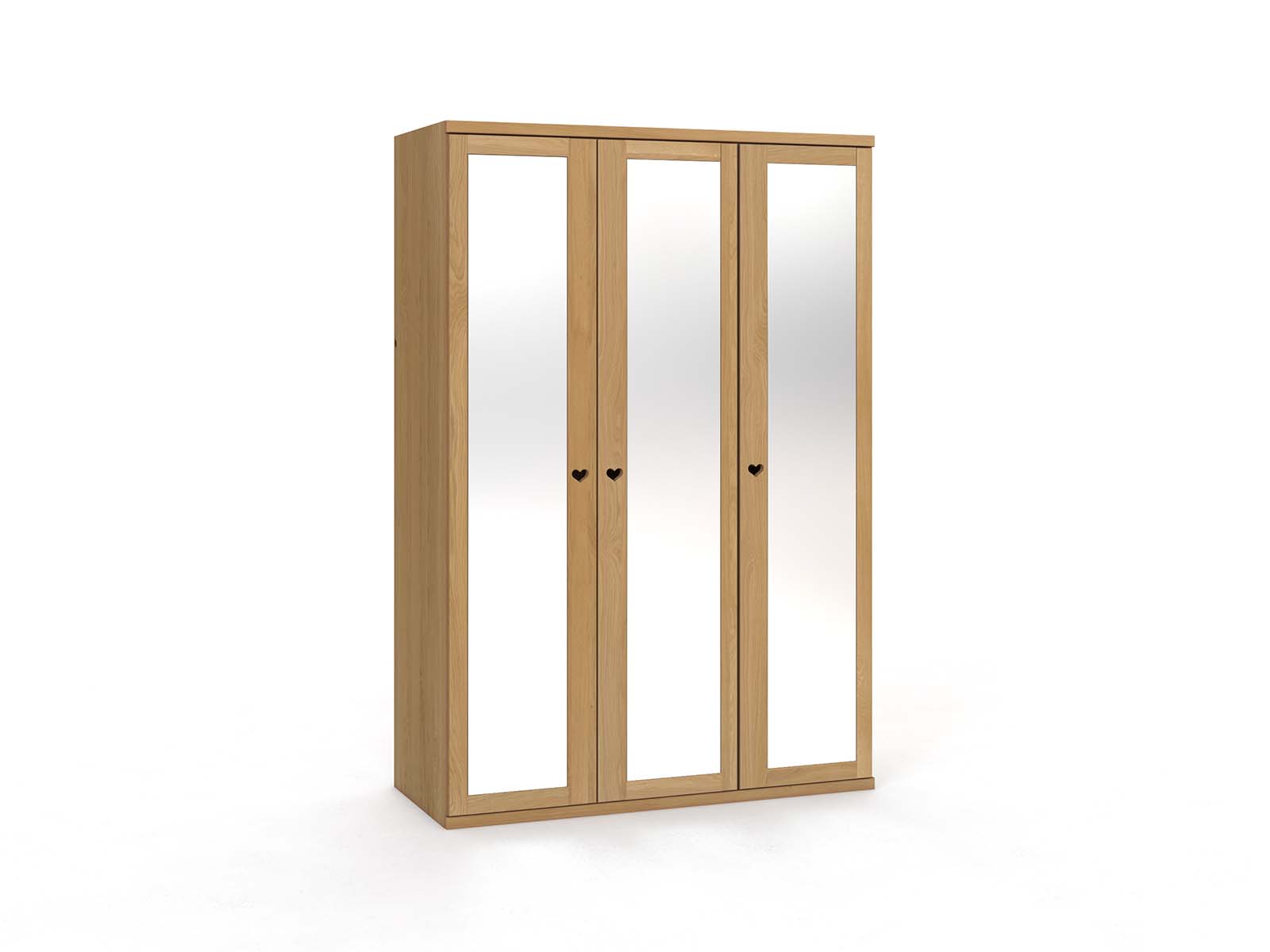 Eichenschrank Hell „Sandra“, 3-türig, Höhe 220 cm, Griffausführung „Heidi" 