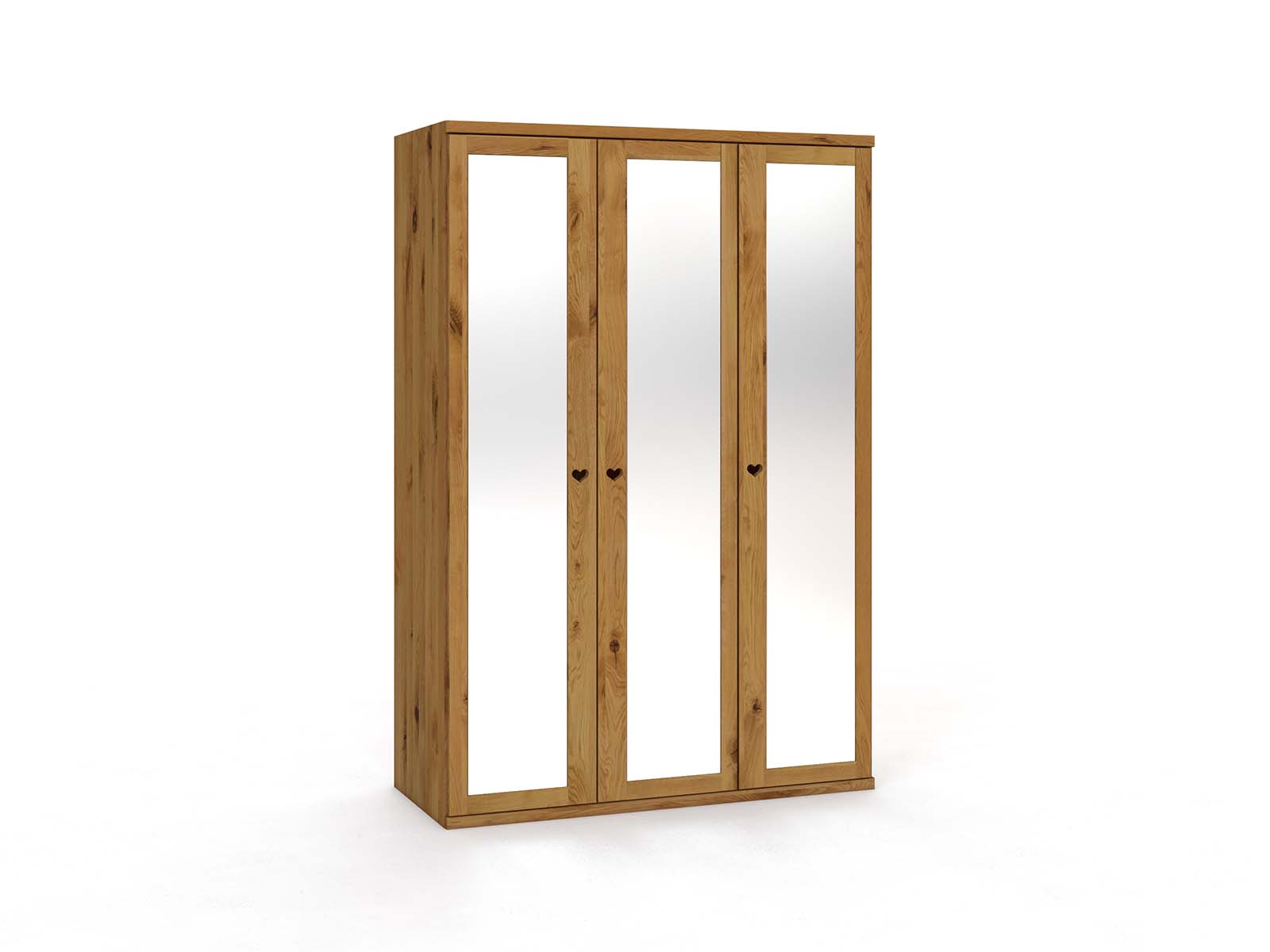Wildeichenschrank „Sandra“, 3-türig, Höhe 220 cm, Griffausführung „Heidi"