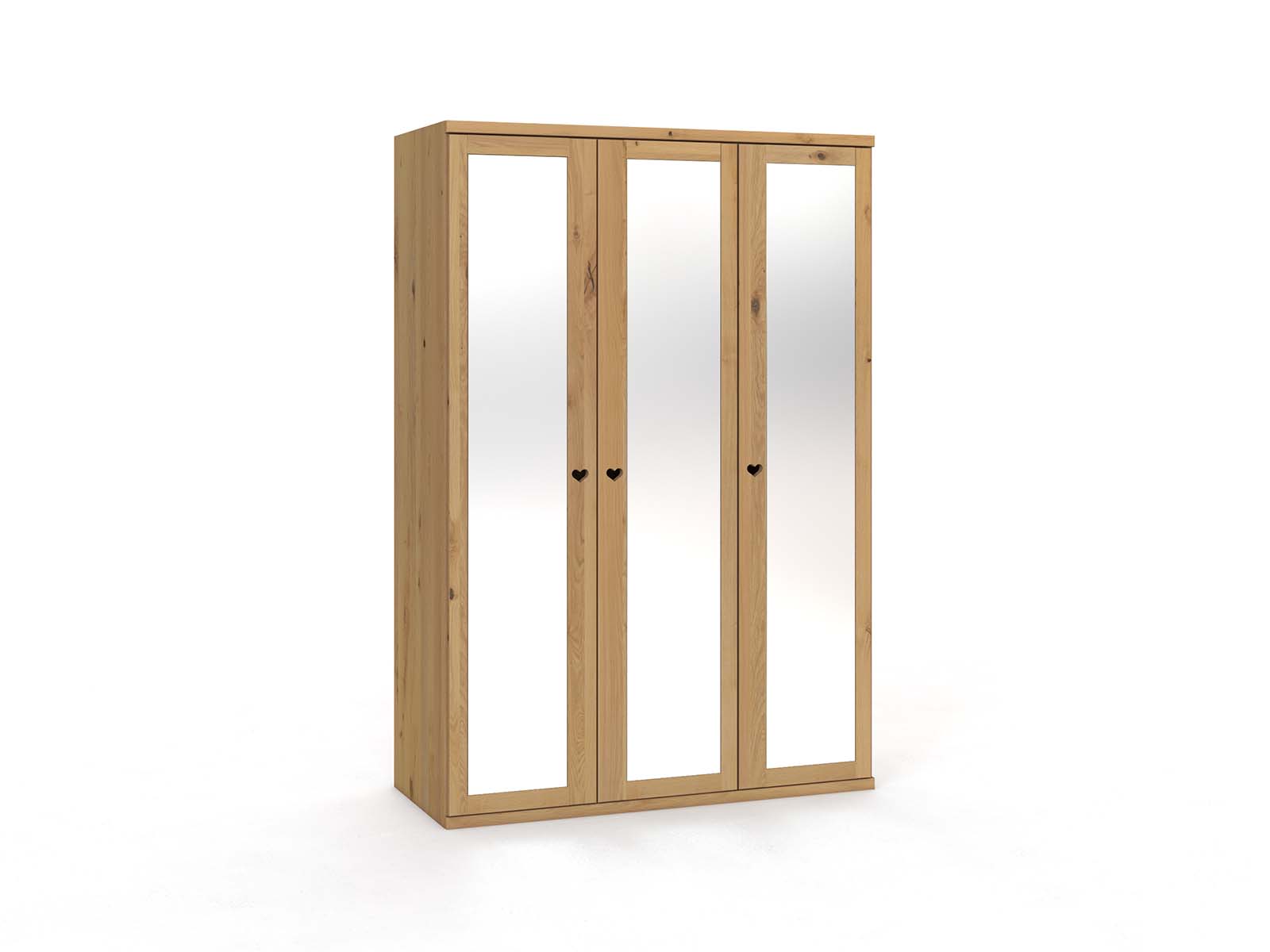 Wildeichenschrank Hell „Sandra“, 3-türig, Höhe 220 cm, Griffausführung „Heidi“