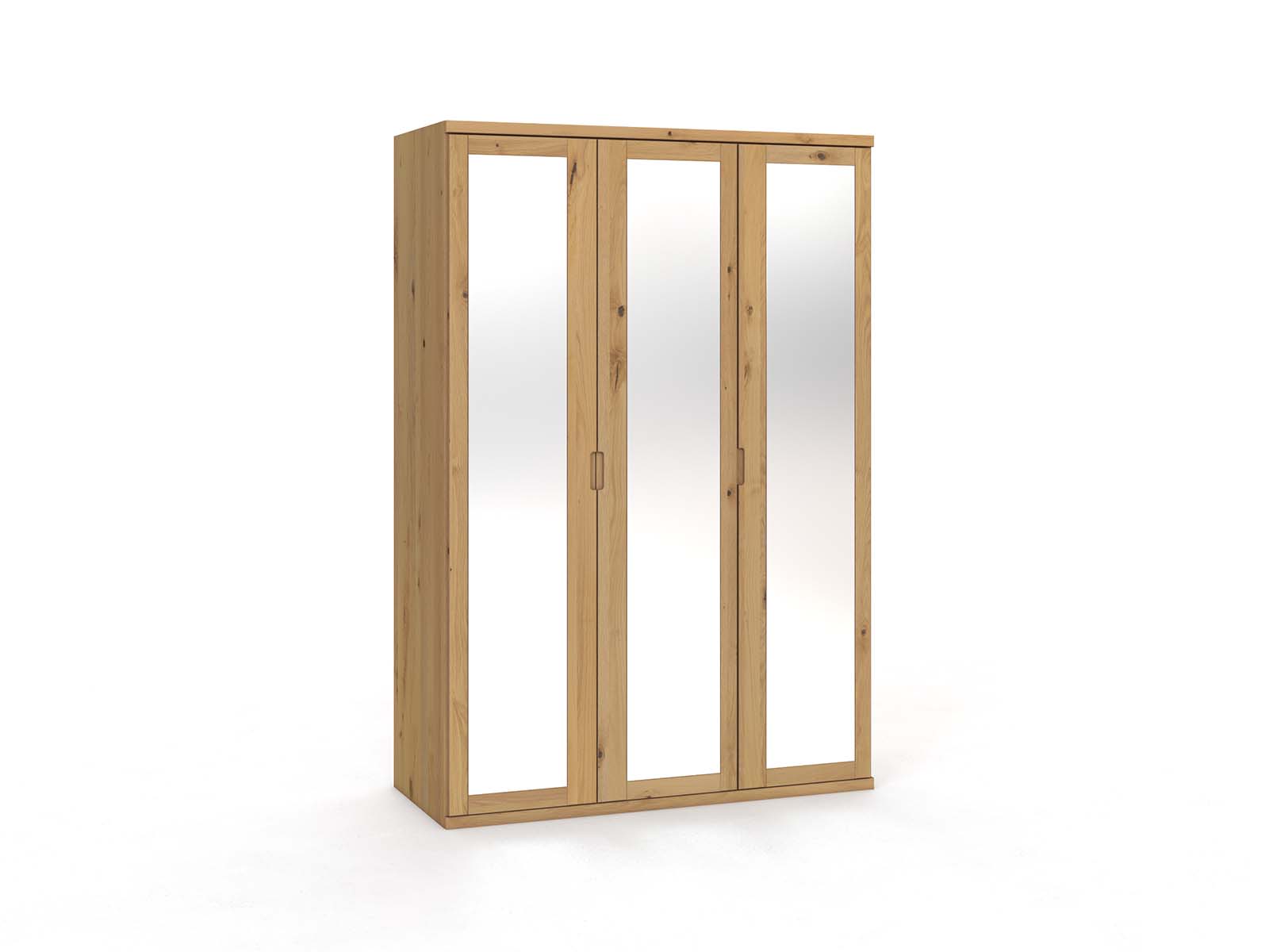 Wildeichenschrank Hell „Sandra“, 3-türig, Höhe 220 cm, Griffausführung „Lukas“