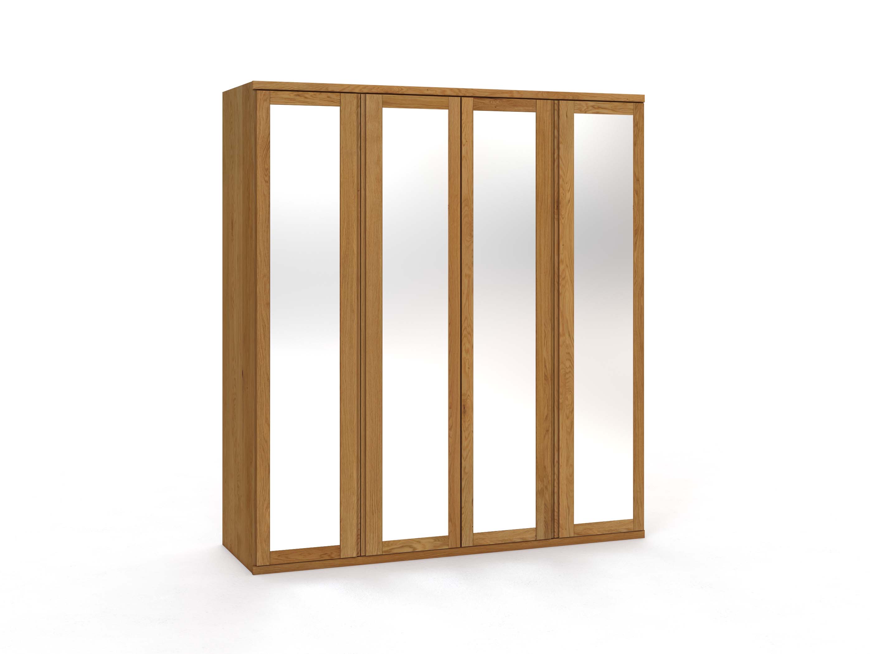Massivholzschrank „Sandra“, 4-türig, Höhe 220 cm, Griffausführung „Patrizia“