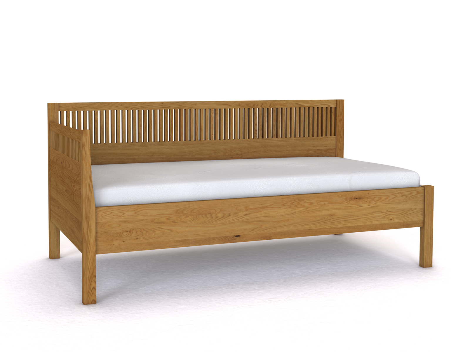 Sofabett „Julia“ aus Eiche in den Maßen 90 x 200 cm - mit Armlehne links