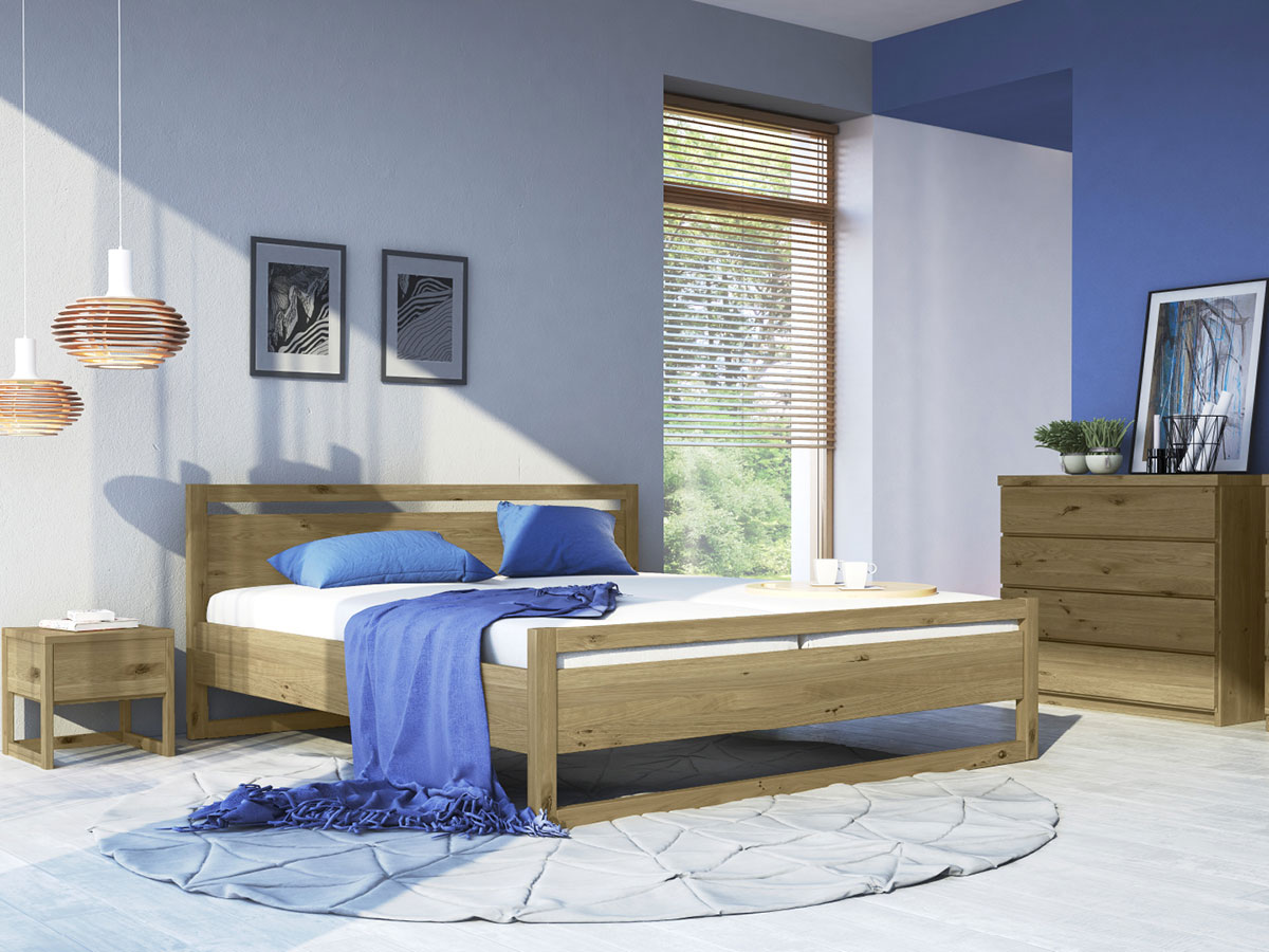 Schlafzimmer mit Nachttisch "Selina" in Wildeiche 