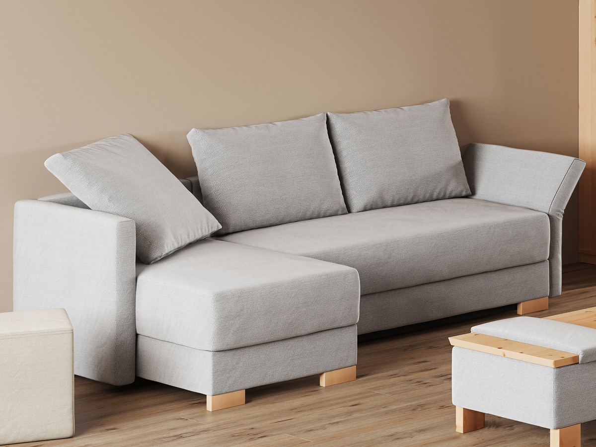 Sofa „Nathalie“, Anbauelement links in 150 cm Breite, 1 Faltkissen und 2 Rückenkissen