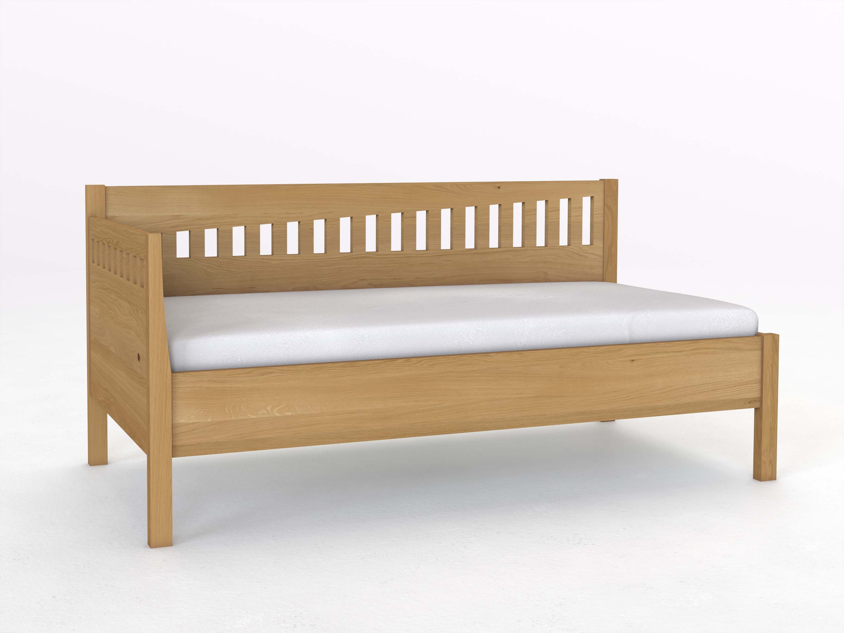 Sofabett „Stefanie“ aus Eiche Hell in den Maßen 90 x 200 cm - mit Armlehne links
