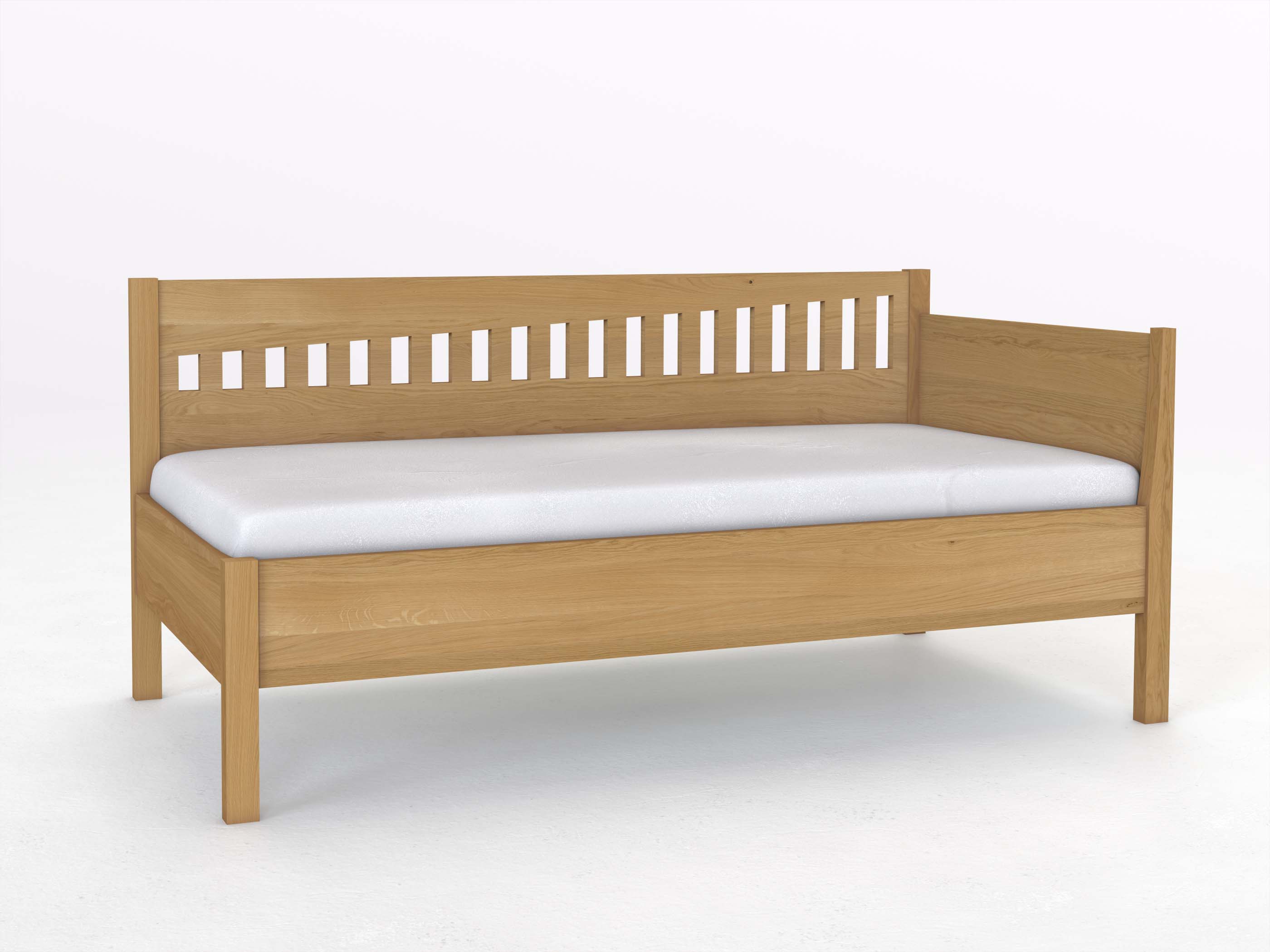 Sofabett „Stefanie“ aus Eiche Hell in den Maßen 90 x 200 cm - mit Armlehne rechts