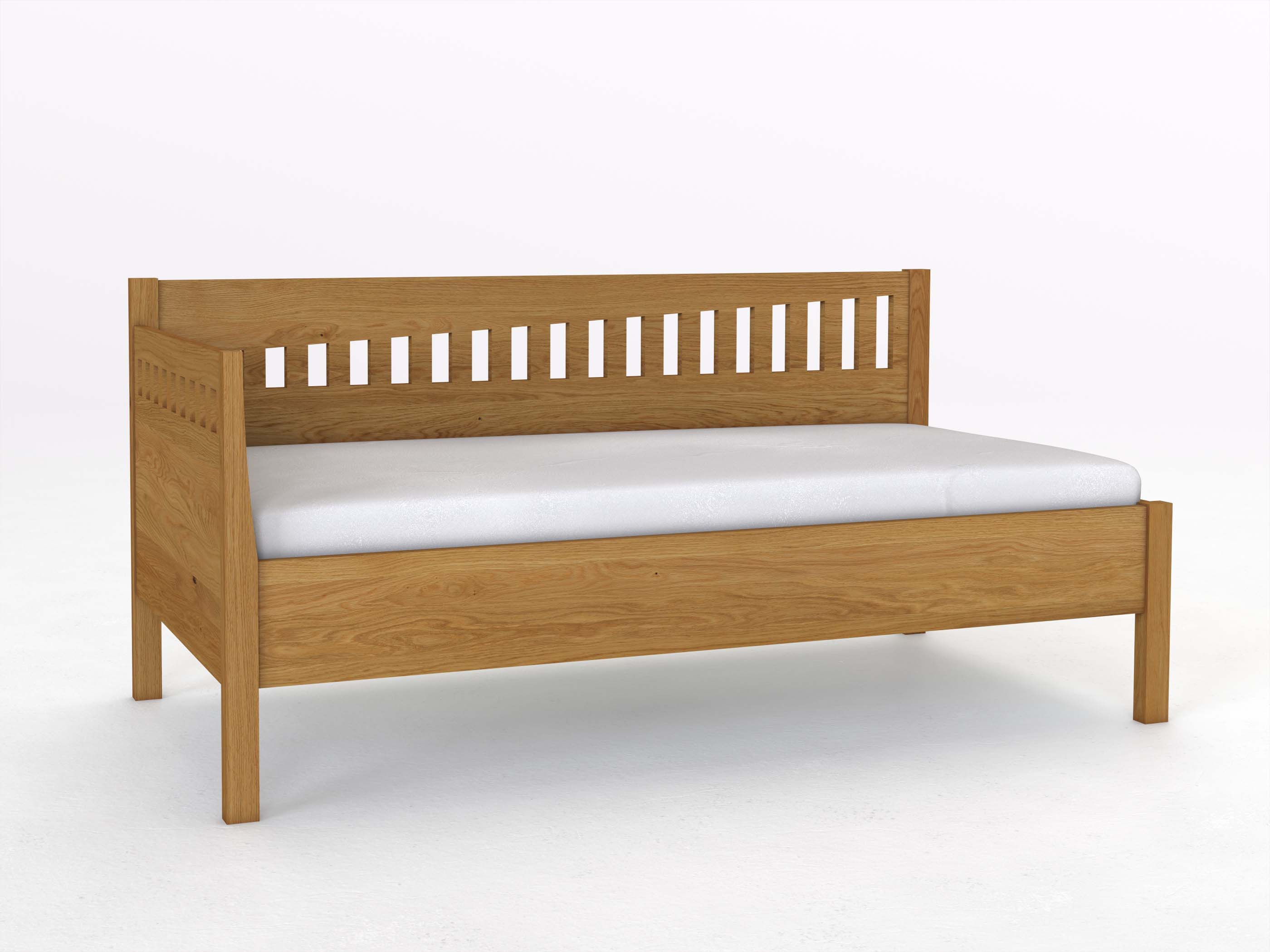 Sofabett „Stefanie“ aus Eiche in den Maßen 90 x 200 cm - mit Armlehne links