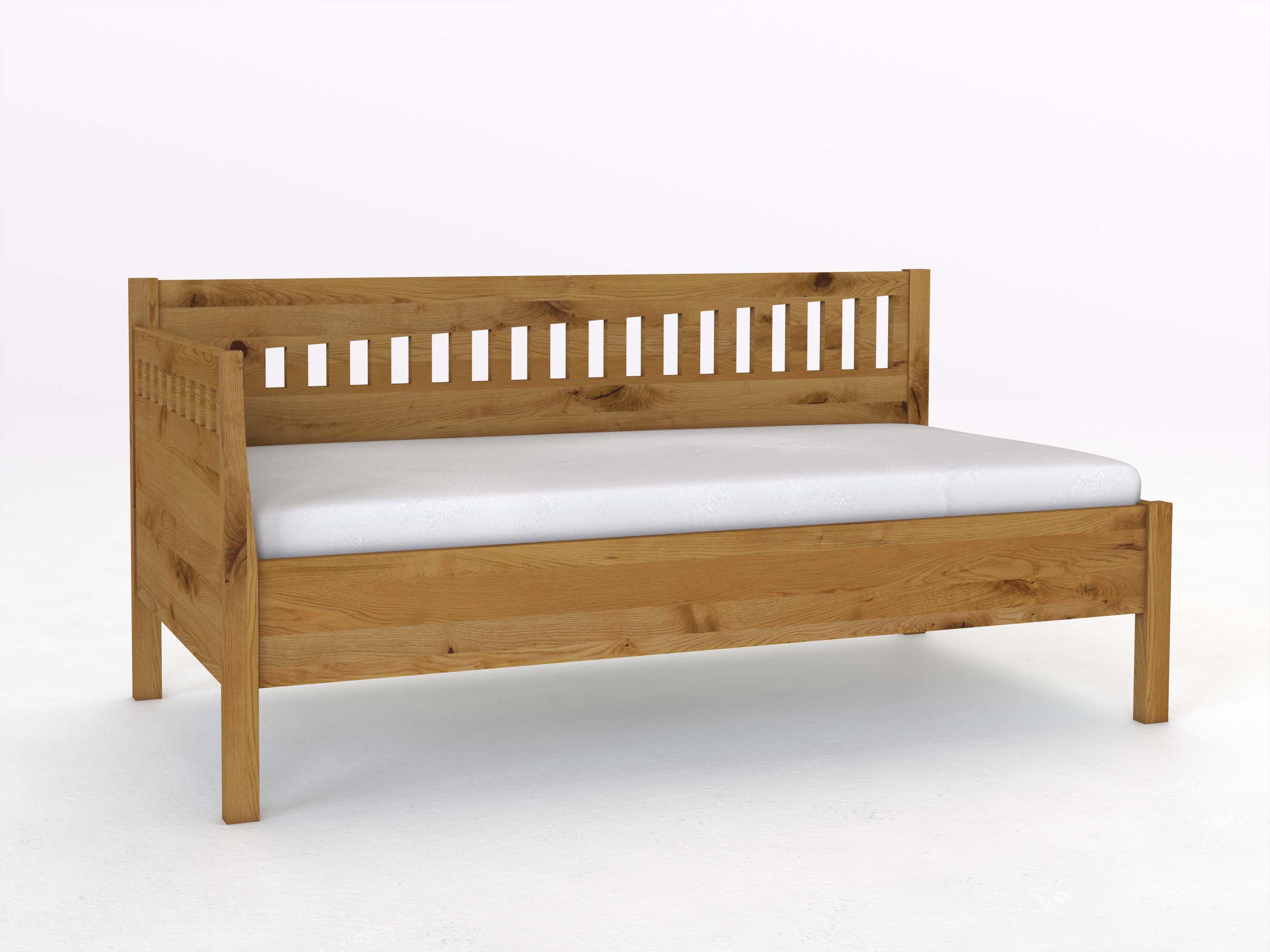 Sofabett „Julia“ aus Wildeiche in den Maßen 90 x 200 cm - mit Armlehne links
