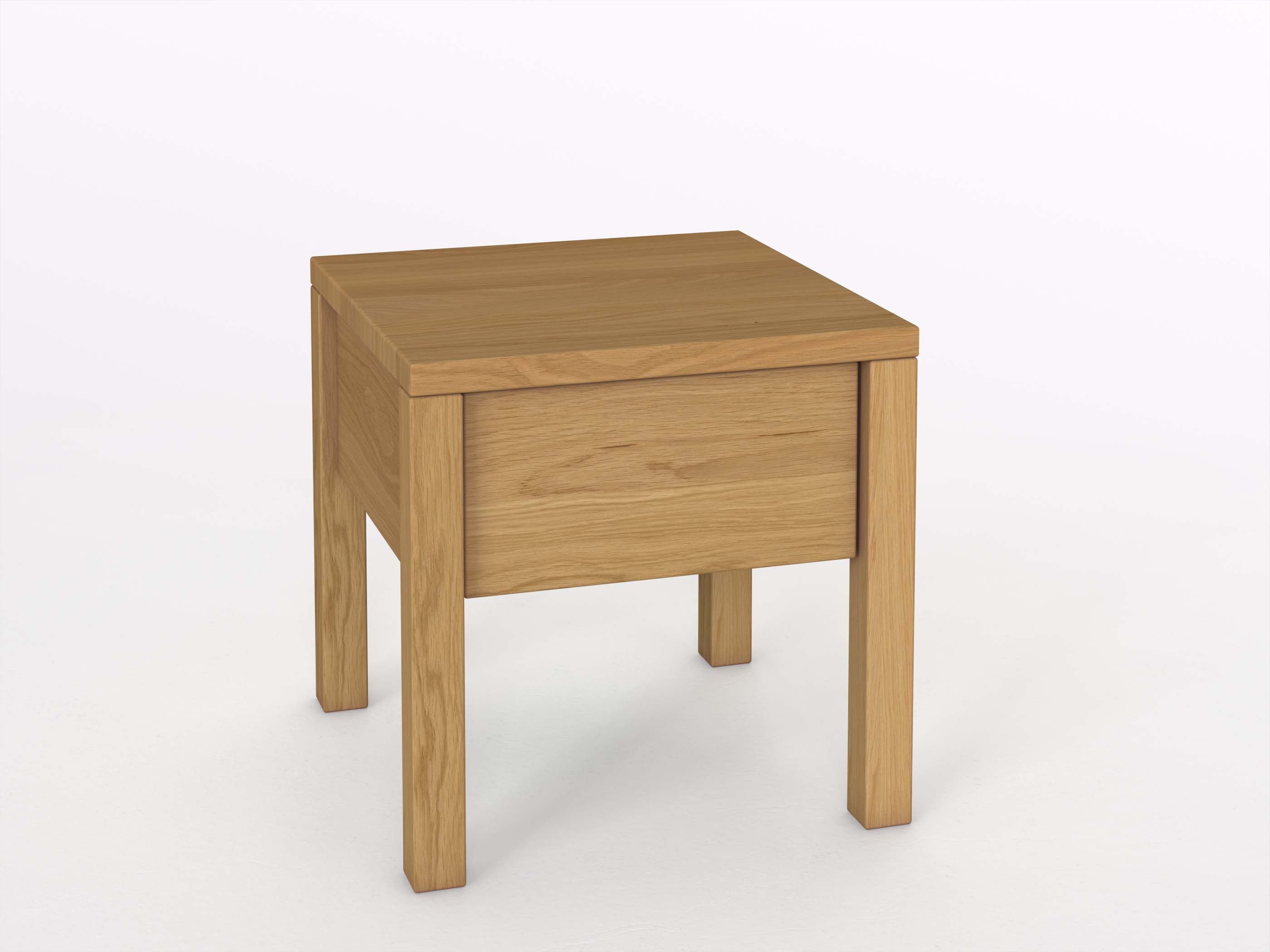 Eichennachttisch Hell „Sven“ in Standardhöhe, mit Lade und Griff Alonso