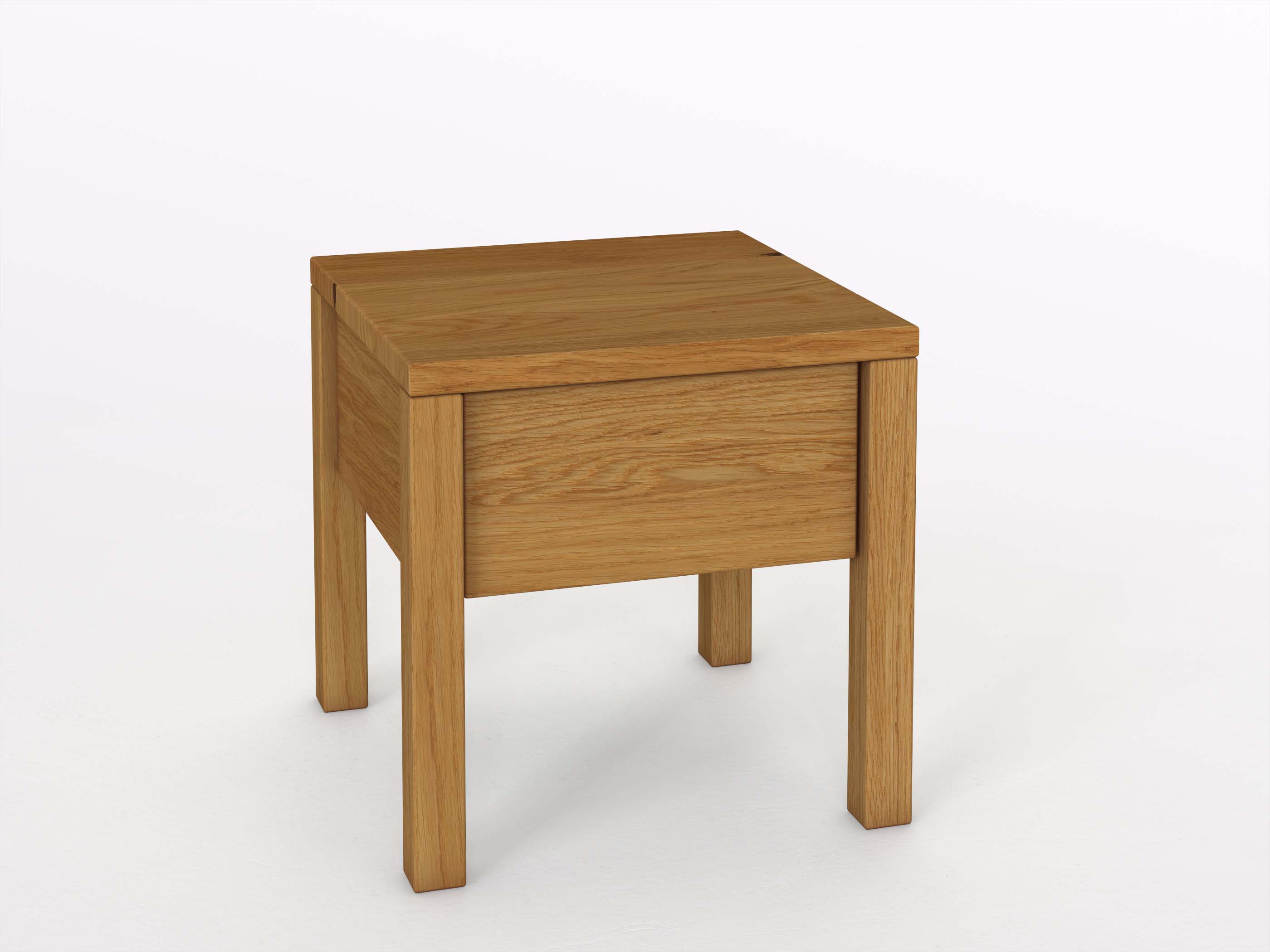 Eichennachttisch „Sven“ in Standardhöhe, mit Lade und Griff Alonso