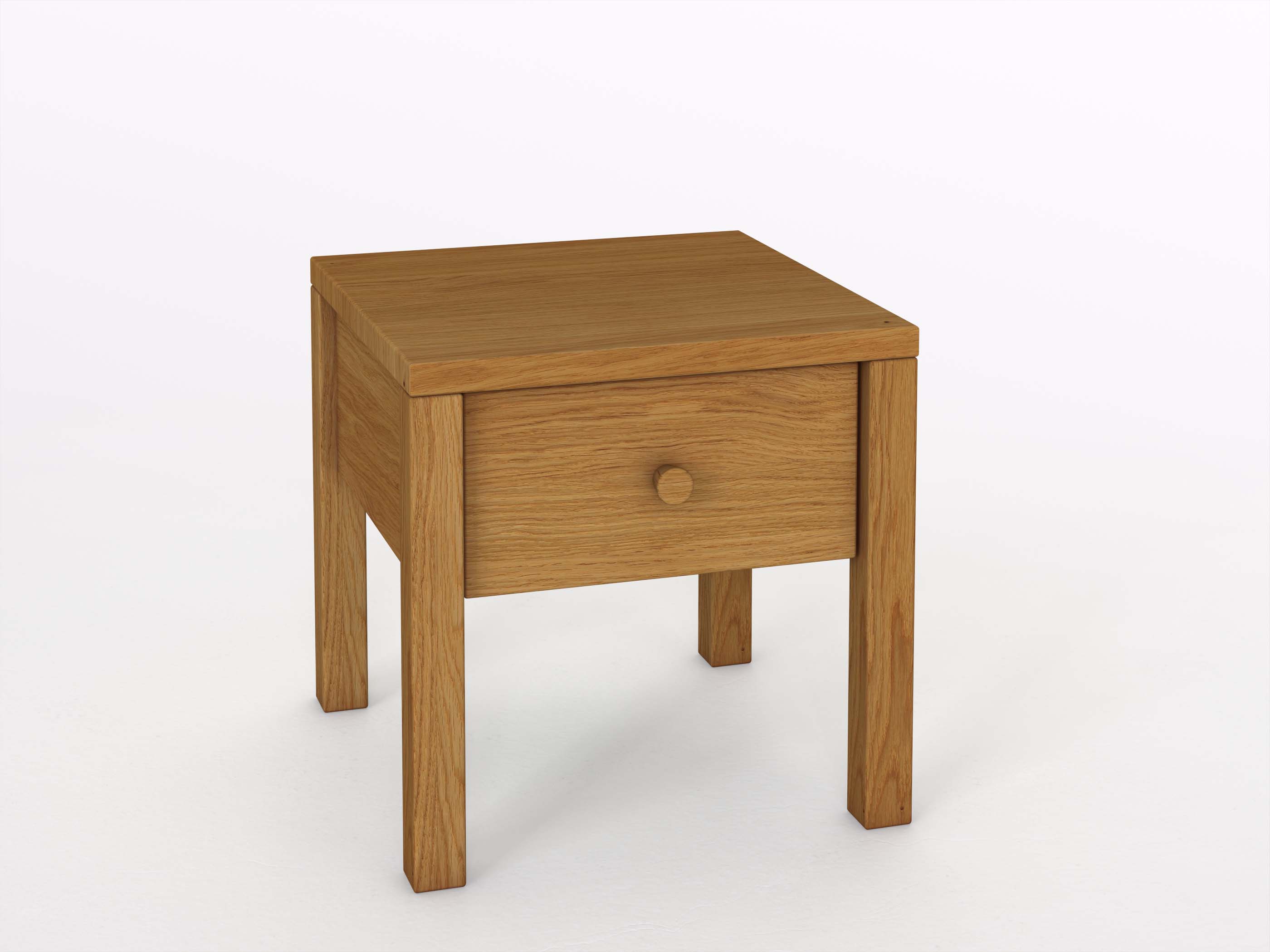 Eichennachttisch „Sven“ in Standardhöhe, mit Lade und Griff Kasper