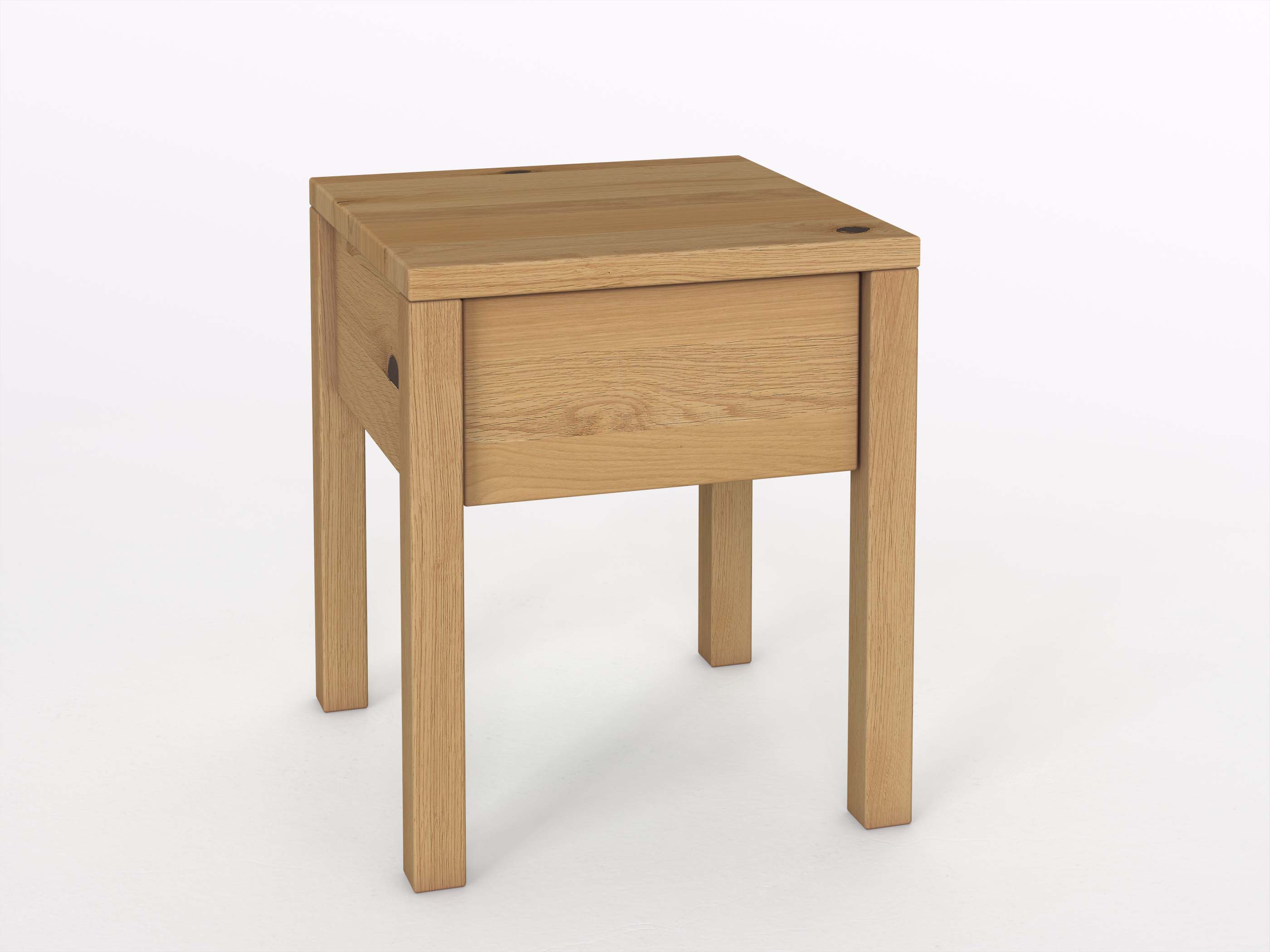 Wildeichennachttisch Hell „Sven“ in Komforthöhe, mit Lade und Griff Alonso