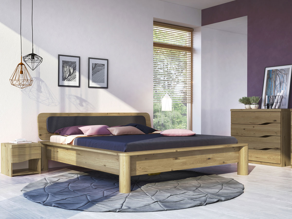 Schlafzimmer mit Wildeichenbett "Tamara"