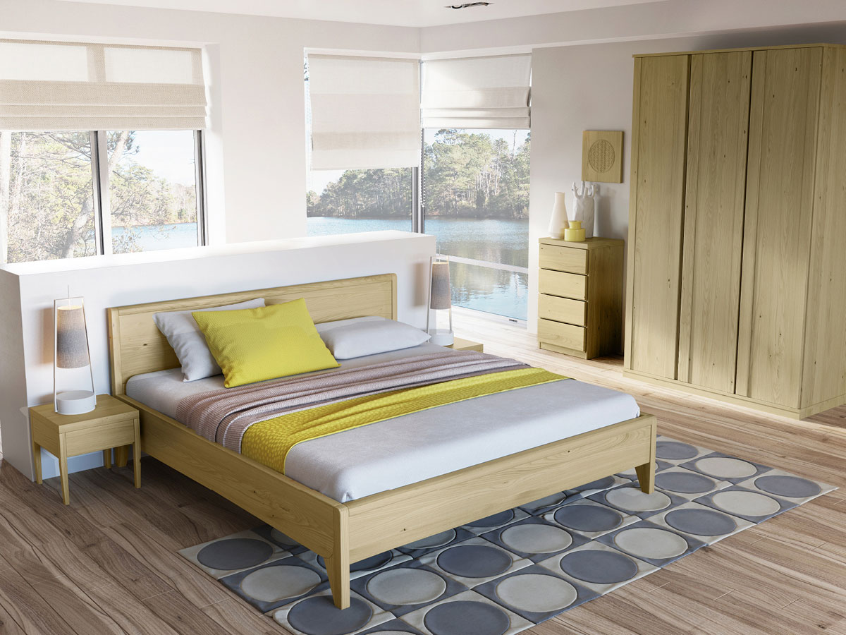 Schlafzimmer mit Kastanienholzbett "Tanja" 180 x 200 cm