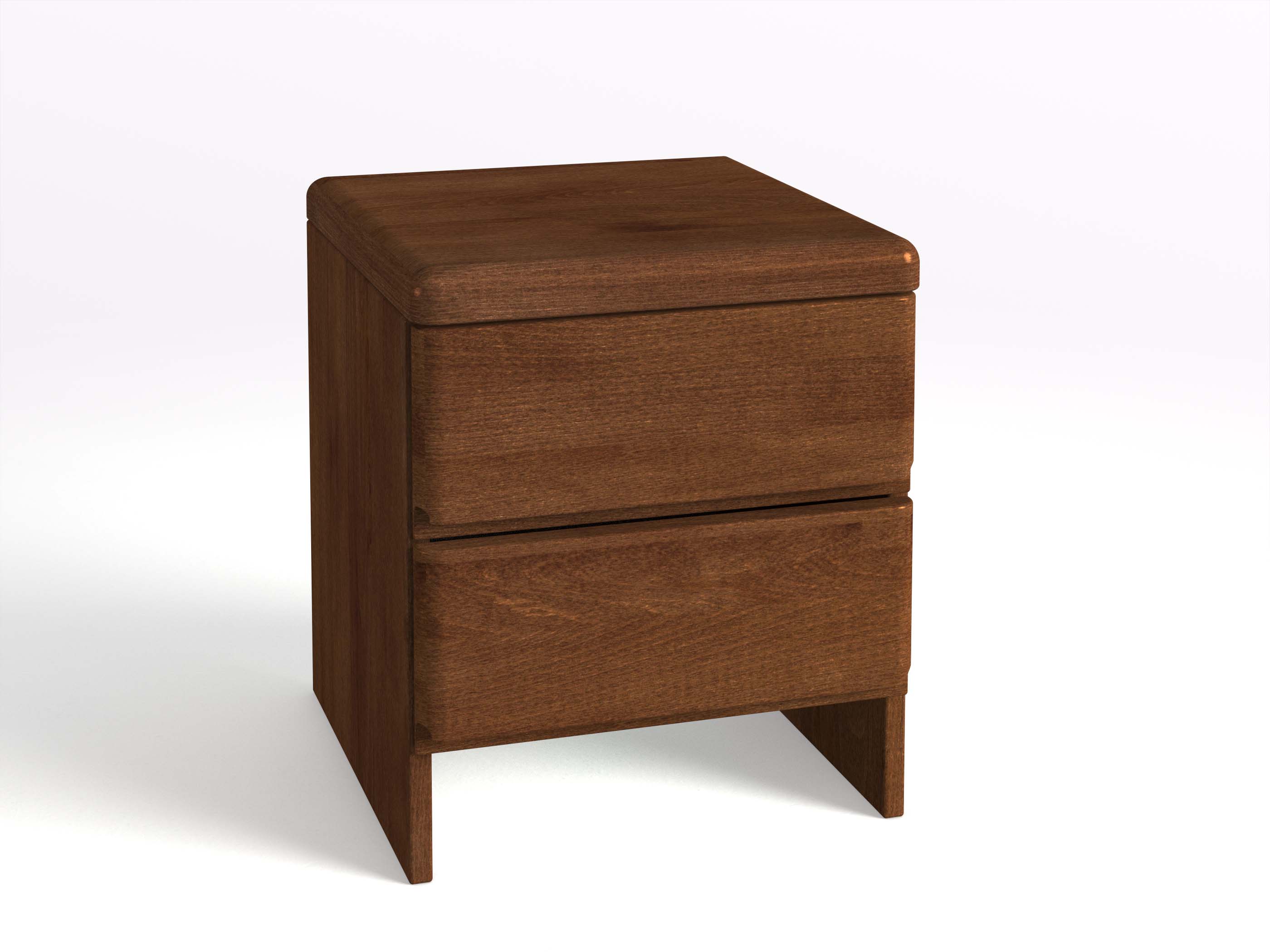 Nachttisch „Tom“ aus Kernbuche Dunkel in Komforthöhe, mit zwei Schubladen