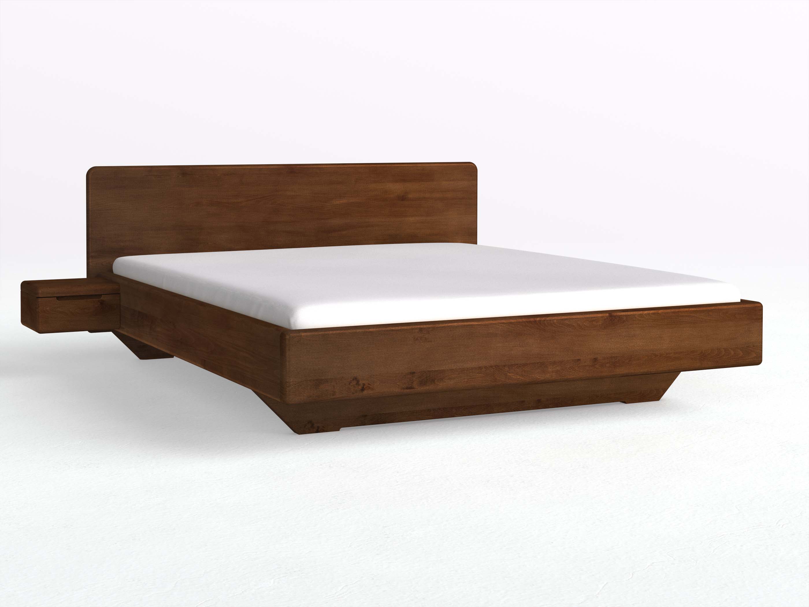 Buchenbett Dunkel „Valentina“ in 180 x 200 cm mit 2 Nachttischen - Griff: Griffleiste B