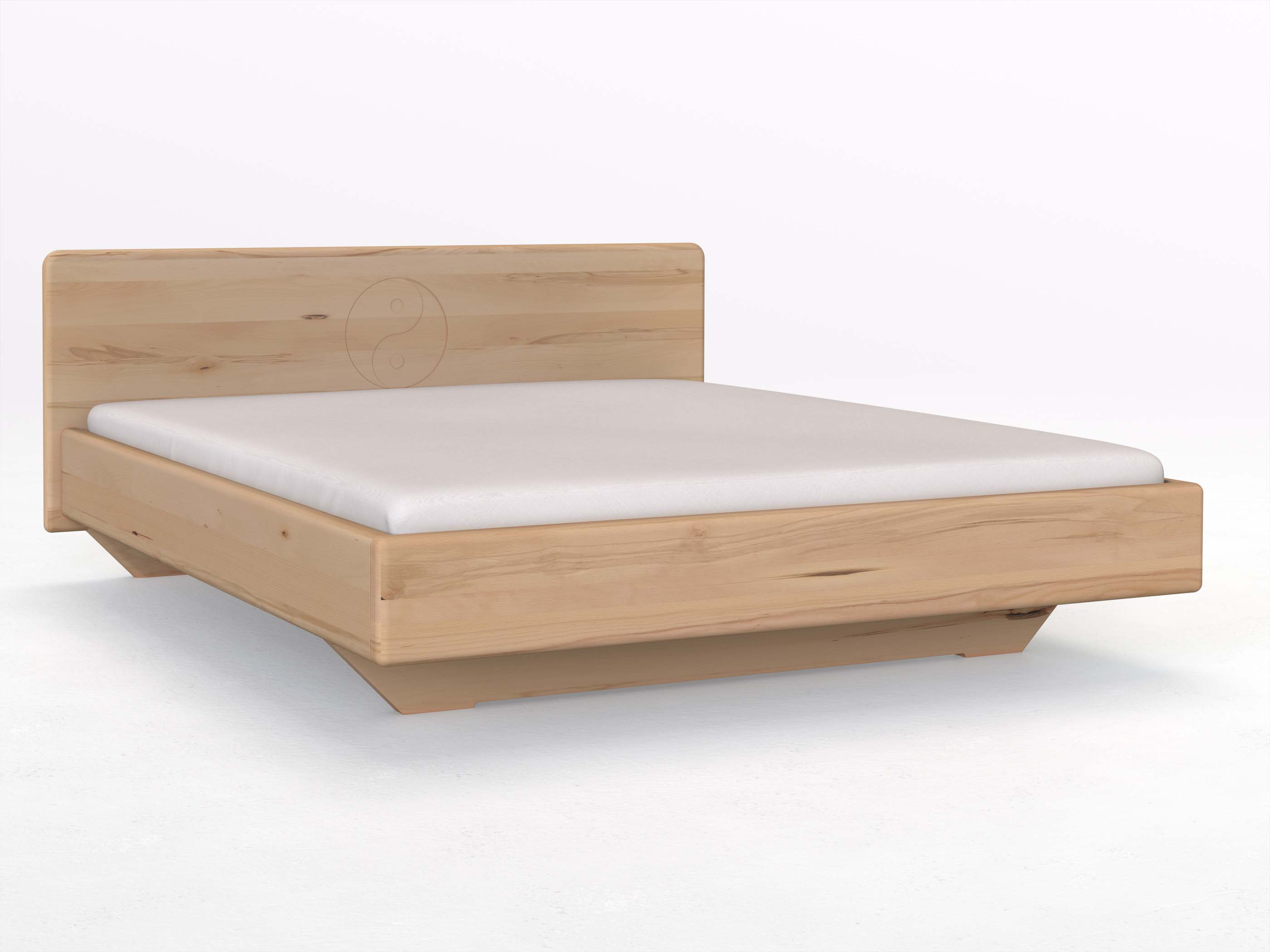 Buchenbett „Valentina“ mit der Gravur „Yin + Yang“