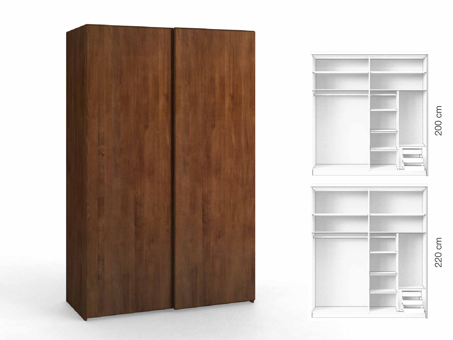 Kernbuchenschrank Dunkel „Viktor", 2-türig, Höhe 220 cm, Inneneinrichtung: C, Grifflos