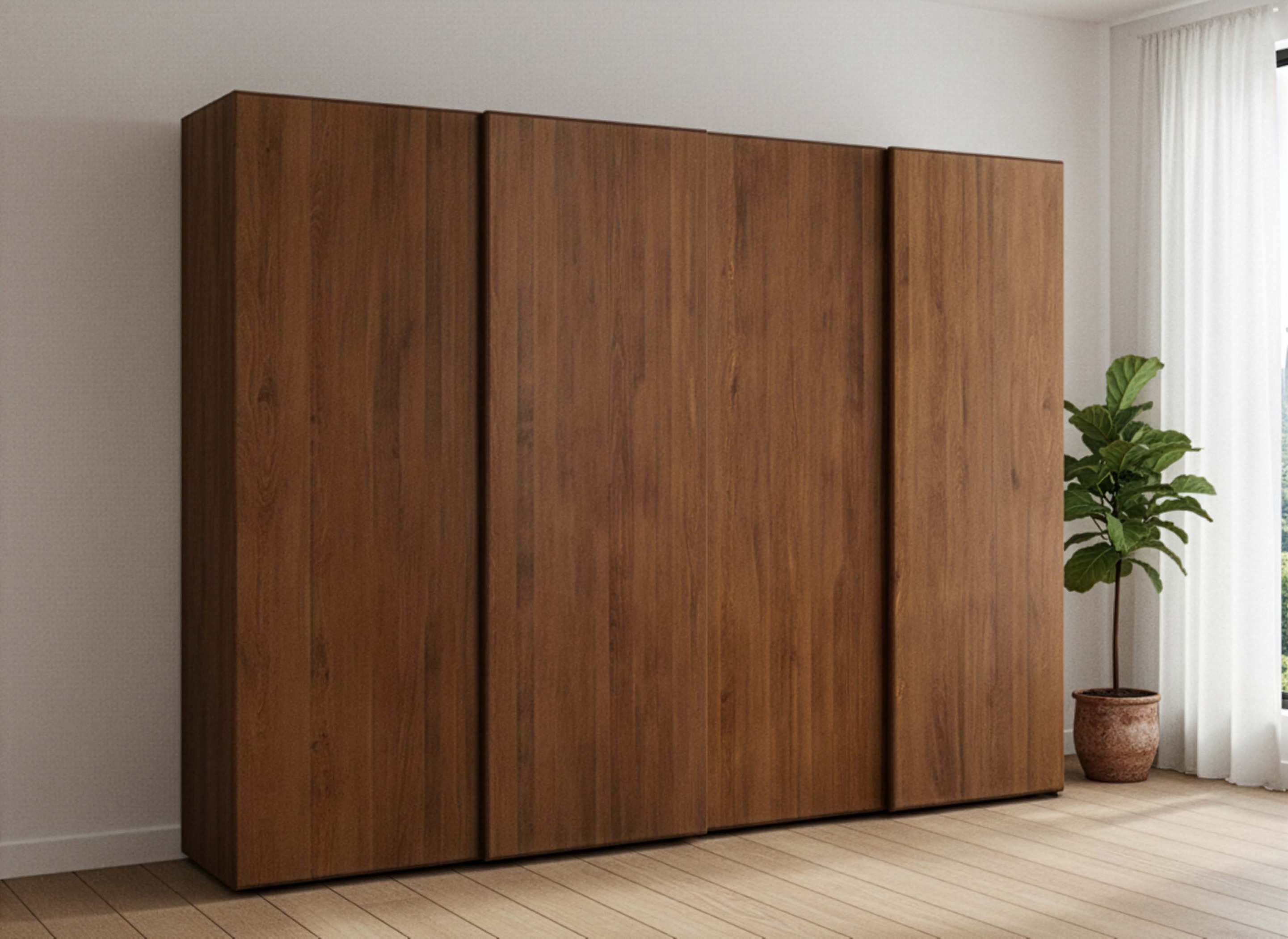 Buchenschrank Dunkel „Viktor", 4-türig, Höhe 220 cm, Grifflos