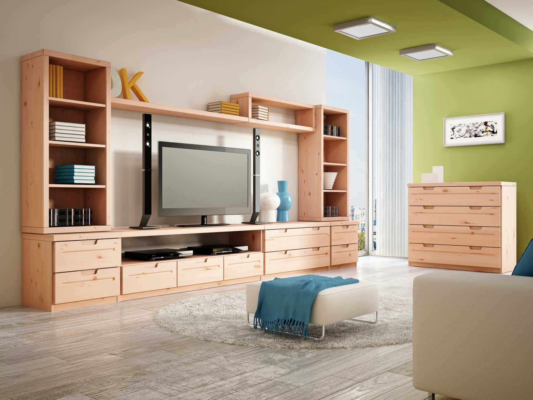 Zirbenwohnzimmer mit Lowboard „Lukas“