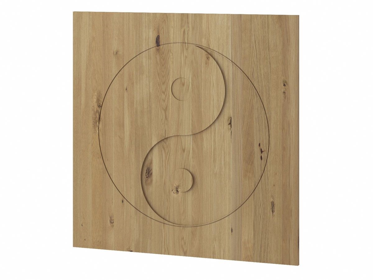 Holzbild mit Fräsung „Yin Yang" 95 x 95 cm