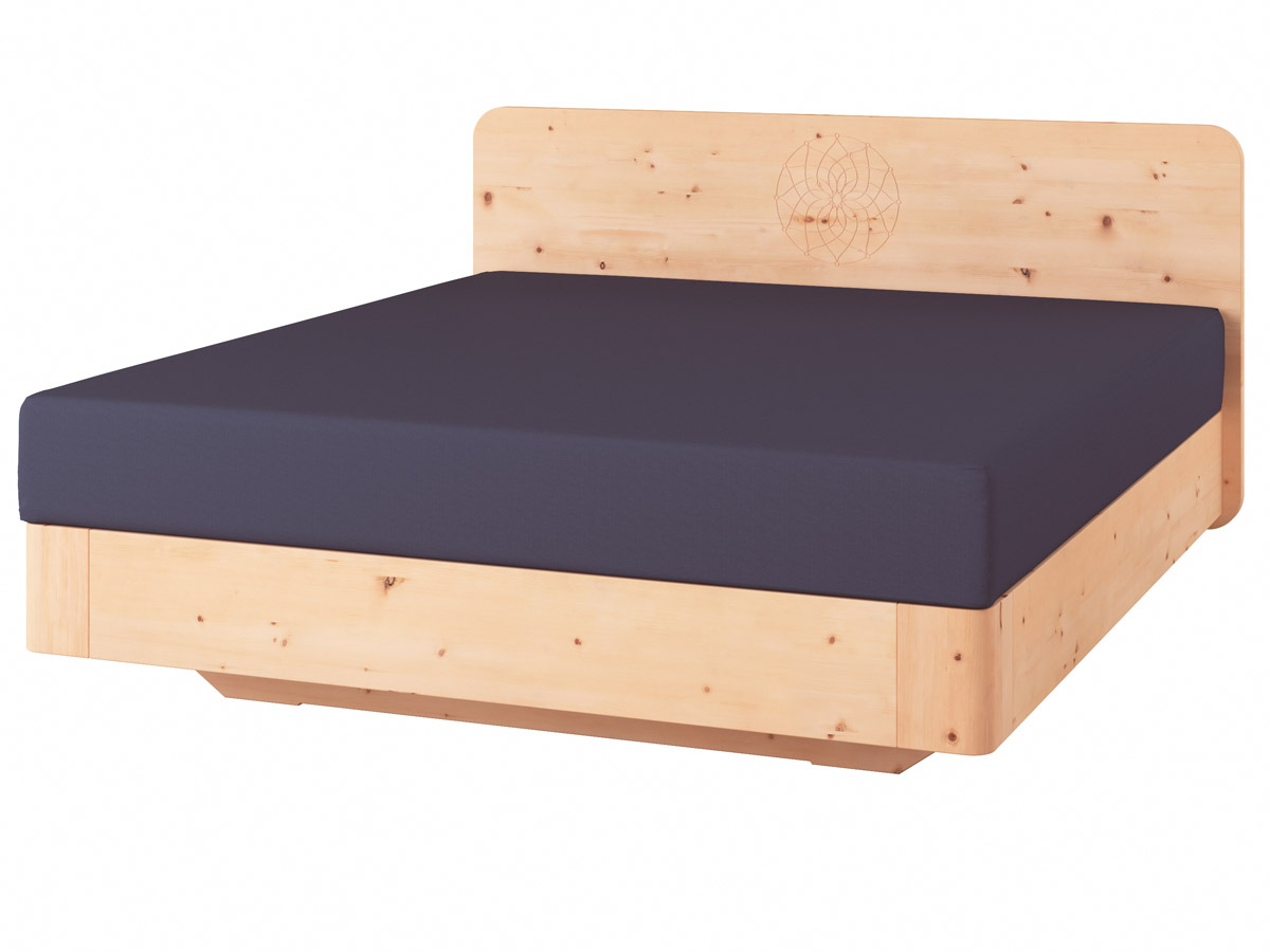 Zirbenholzbett „Clara" Boxspring mit Gravur 180 x 200 cm