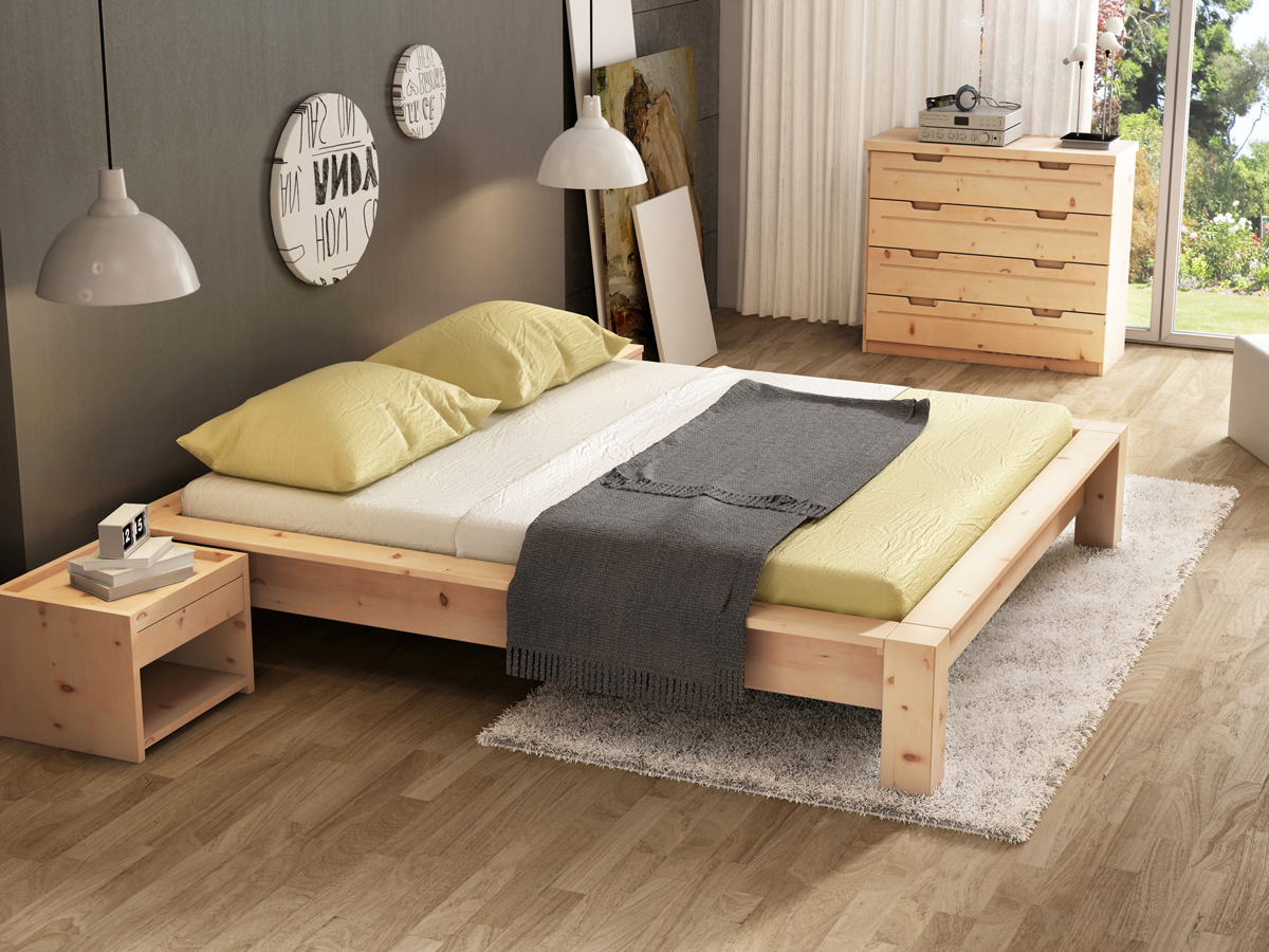Zirbenschlafzimmer mit Zirbenholzbett "Ina"