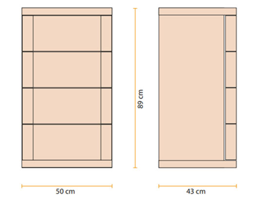 Zirbenkommode Größen Skizze