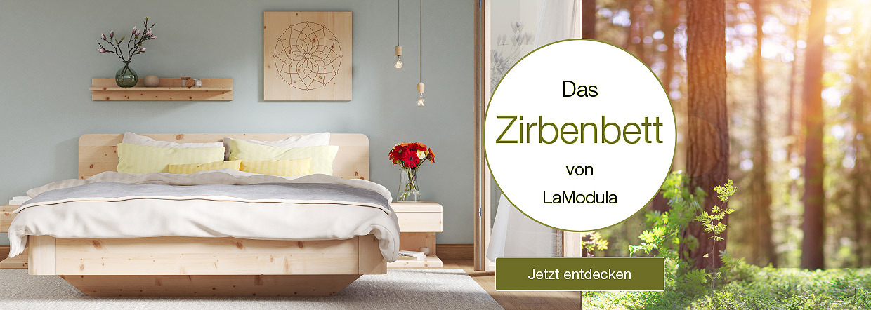 Zirbenholzbett im Zirbenschlaftzimmer