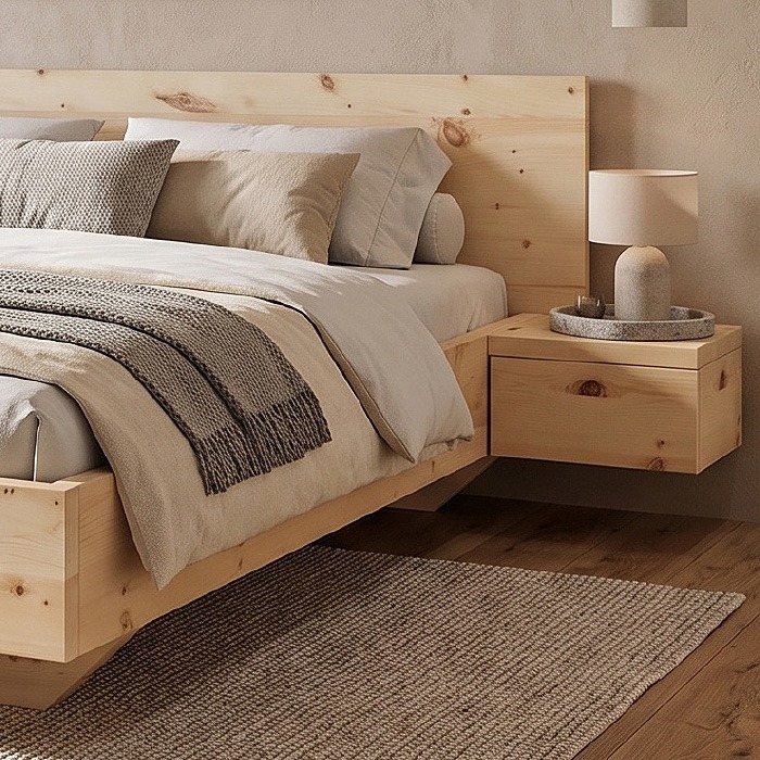 Schlafzimmer mit eckigen Kanten