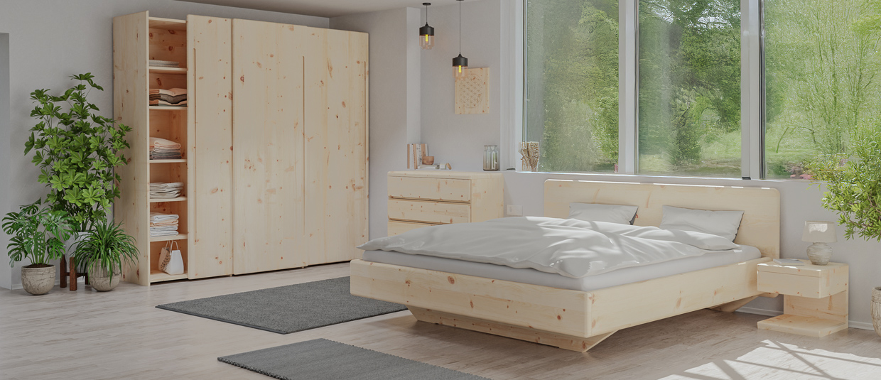 Schlafzimmer in Zirbe Valentina - Designlinie Gleichklang
